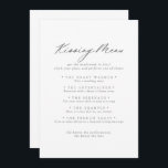 Chic Silver Wedding Kissing Menu Game Card<br><div class="desc">This chic silver wedding kissing menu game card is perfect for a rustic wedding reception. The simple and elegant design features classic and fancy script typography in silver.</div>