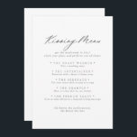 Chic Silver Wedding Kissing Menu Game Card<br><div class="desc">This chic silver wedding kissing menu game card is perfect for a rustic wedding reception. The simple and elegant design features classic and fancy script typography in silver.</div>