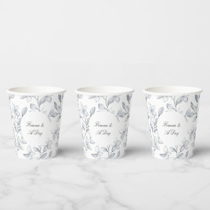 Chic Silver White Floral Wedding Paper Cups