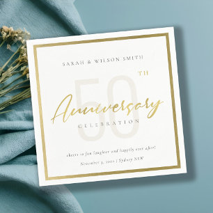 Chic Simple Gold Typography Any Year Anniversary Napkin