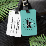 Chic Simple Initial Monogram Luggage Tag<br><div class="desc">A simple but fun cute and modern monogram with initials and name in a dash circle detail. A simple black and white style, but you can change out any of the colours to make it your own. Add a pattern behind it, or just keep a simple colour. You may find...</div>