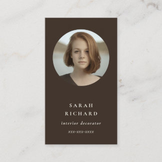 Chic Simple Minimal Dark Brown Professional Photo Business Card