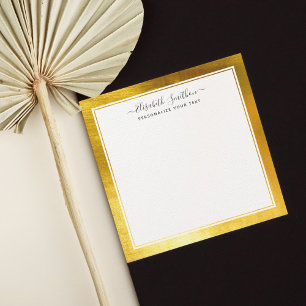 Chic Simple Minimal White Gold Personal Stationery Card