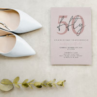 Chic Simple Minimalist Rose Pink 50th Birthday
