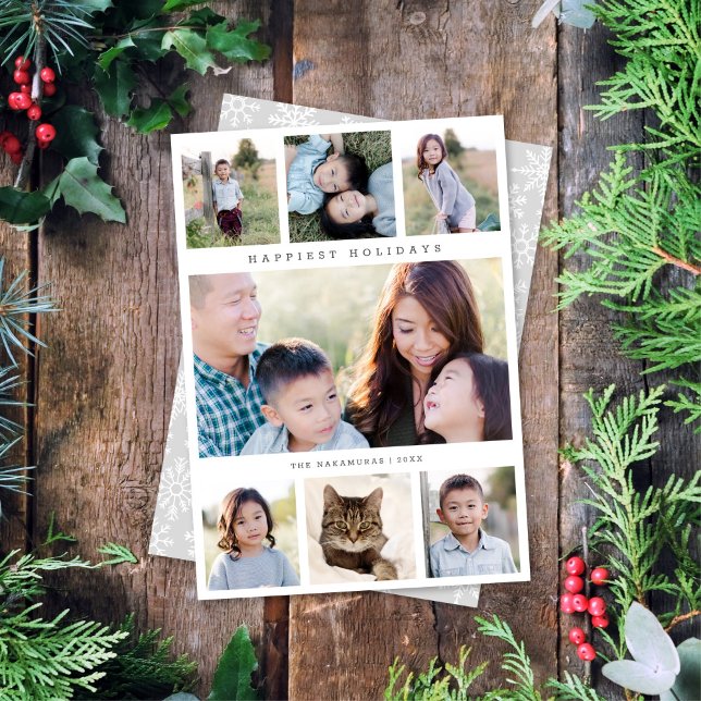 Chic Simple Minimalist SEVEN 7 Photo  Holiday Card (Creator Uploaded)