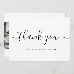 Chic Simple Minimalist Wedding Photo Thank You Card