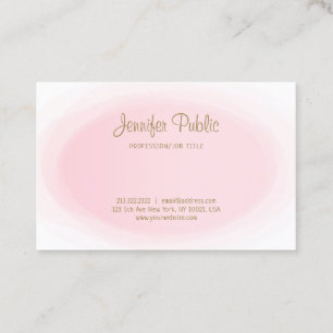 Chic Simple Modern Pink Gold Minimalist Template Business Card
