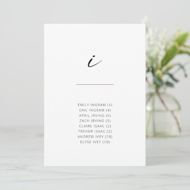 Chic + Simple Modern Script Alphabetical Seating I (Standing Front)