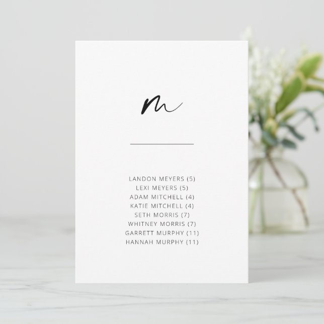 Chic + Simple Modern Script Alphabetical Seating M (Standing Front)