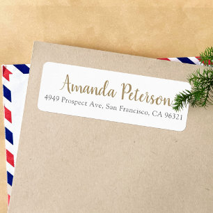 Chic Simple Modern Script Gold Return Address