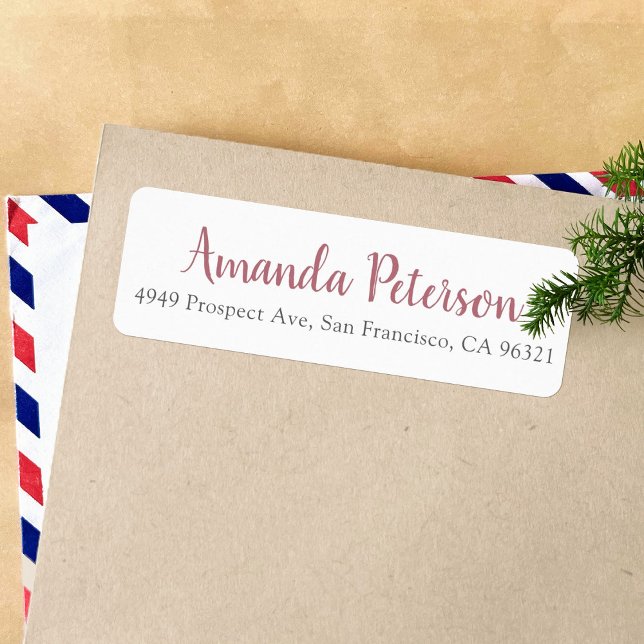 Chic Simple Modern Script Rose Gold Return Address (Creator Uploaded)