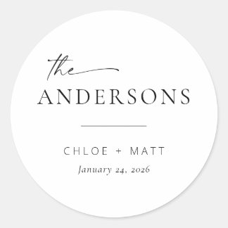 Chic + Simple Modern Script Wedding Favour Sticker