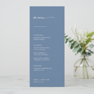 Chic + Simple Modern Script Wedding Menu   Blue