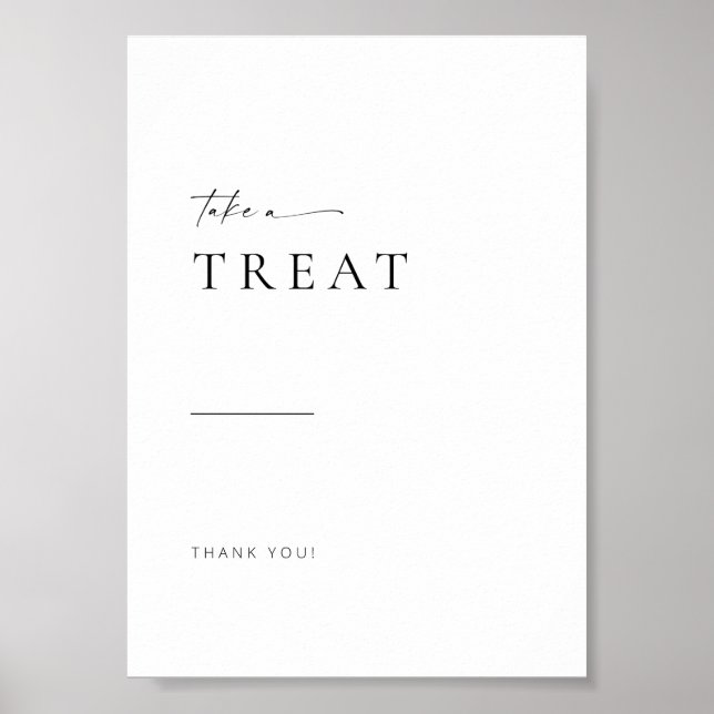 Chic + Simple Modern Script Wedding Treat Sign (Front)