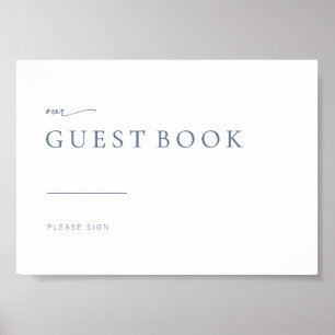 Chic Simple Modern Wedding Guest Book Sign Blue