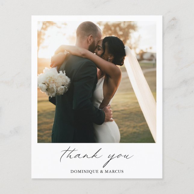 Chic Simple Photo Budget Wedding Thank You Card (Front)