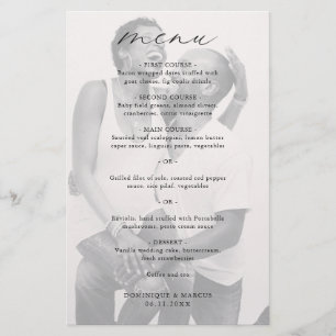 Chic Simple Photo Elegant Budget Wedding Menu