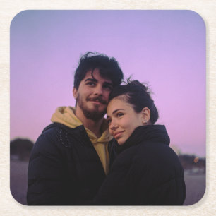 Chic Simple Photo Personalised Square Paper Coaster