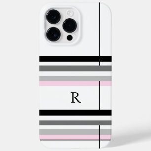 Chic Simple Pink Black Grey White Custom Monogram Case-Mate iPhone 14 Pro Max Case