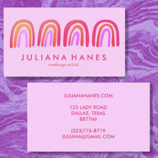 Chic Simple Pink Orange Rainbows Business Card