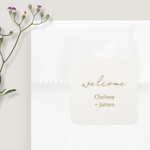 Chic Simple Script Welcome Wedding Square Sticker