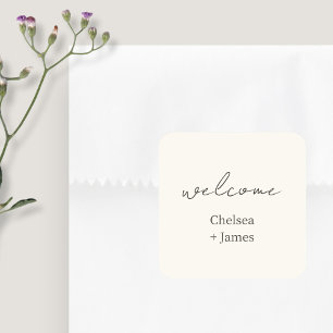 Chic Simple Script Welcome Wedding Square Sticker