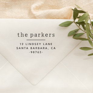 Chic Simple Serif Family Name & Return Address Self-inking Stamp