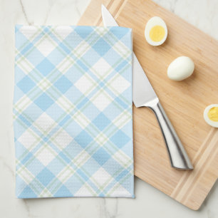 Chic Sky Blue and White Check Kitchen Towel