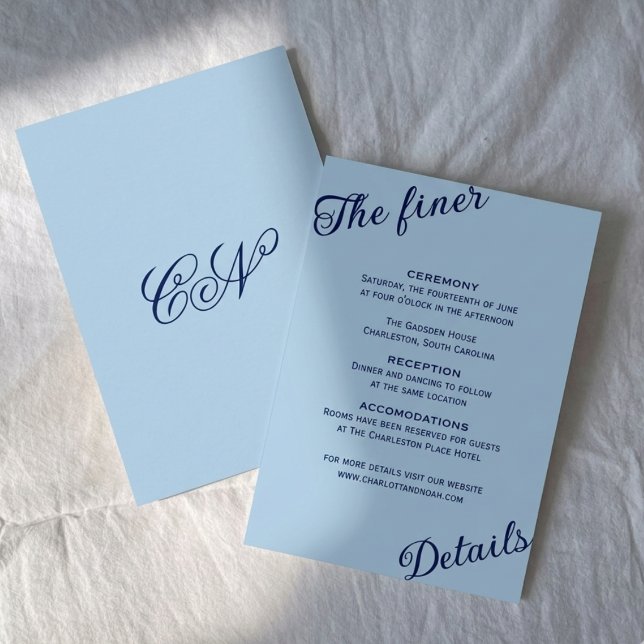 Chic Sky Blue Coastal Romantic Classy Wedding Enclosure Card (Creator Uploaded)