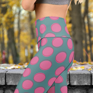 Chic Slate Grey Polka Dot Pattern Yoga Capri Leggings
