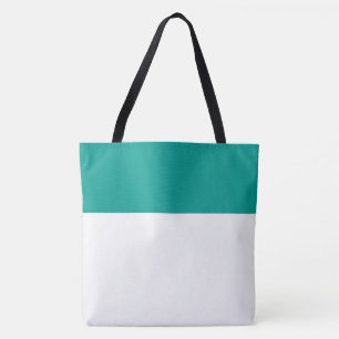 Chic Sleek White One Third Summer Teal Top Edge Tote Bag