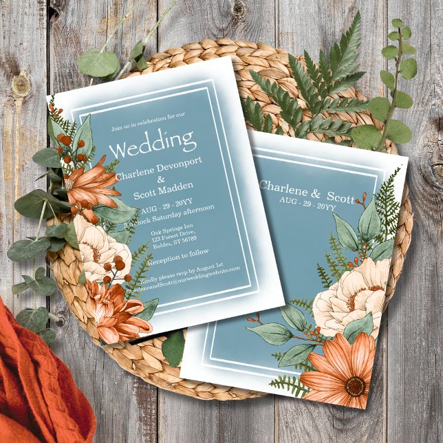 Chic Smokey Blue Orange Cream Florals Wedding (Creator Uploaded)