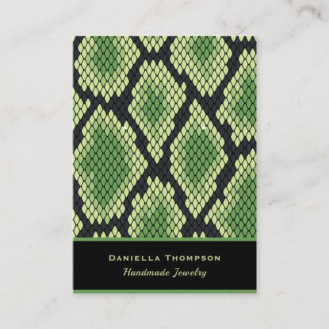 Chic Snake Print Pattern Jewellery Earring Display Business Card (Front)