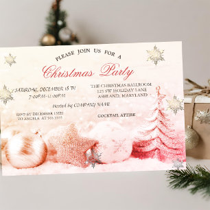 Chic Snowflakes,Christmas Tree Balls Company Invitation