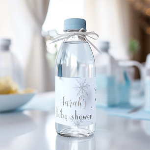 chic Snowflakes winter  Baby shower  Water Bottle Label