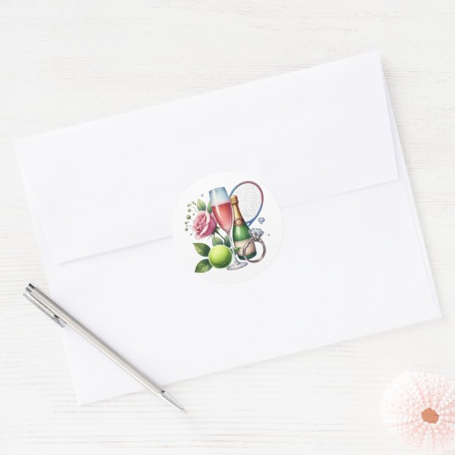 Chic Social Club Tennis Bachelorette Classic Round Sticker (Envelope)