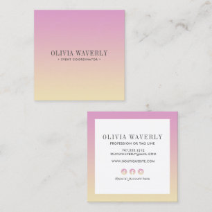 Chic Soft Gradient Pink Orange peach Social Media Square Business Card