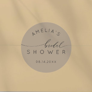Chic Soft Mocha Brown Bridal Shower Classic Round Sticker