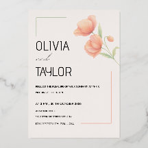 Chic Soft Sage Green and Peach Wedding Invitation