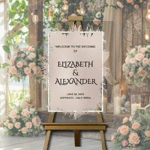 Chic Soft Taupe Splash Wedding Welcome Acrylic Sign