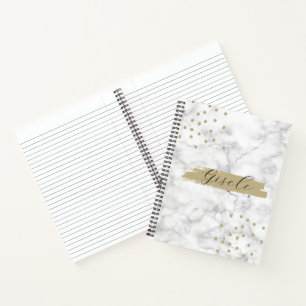 Chic Sophisticated Marble Pattern Monogram Notebook