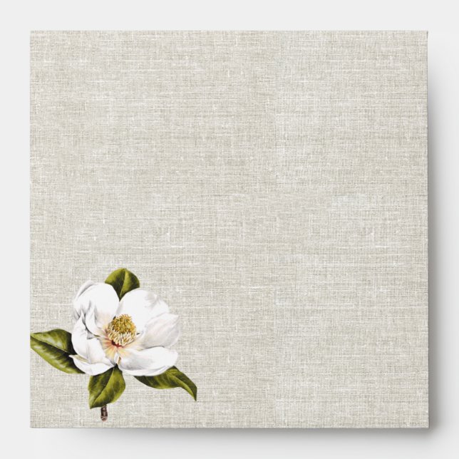 Chic Southern Magnolia Custom Wedding Envelopes (Front)