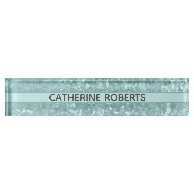 Chic sparkle blue turquoise nameplate (Front)