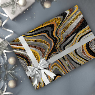 Chic Sparkle Glitter marble art grey gold Wrapping Paper