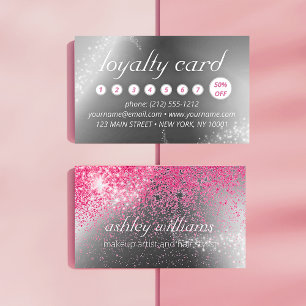 Chic sparkle pink makeup and hair loyalty card