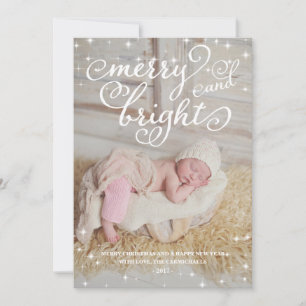 Chic Sparkling Merry & Bright Holidays Photo Card