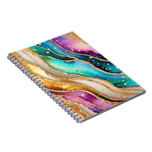 Chic Sparkly Glitter Golden Rainbow Agate Glamour  Notebook