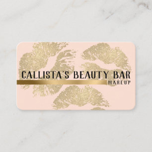 Chic Sparkly Gold Glitter Lips Makeup Artist Business Card