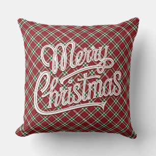 Chic Sparkly Plaid Christmas  Cushion