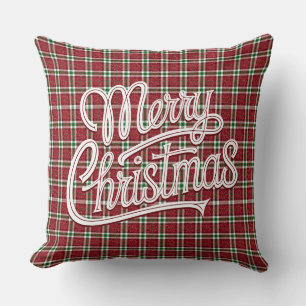 Chic Sparkly Plaid Christmas Cushion